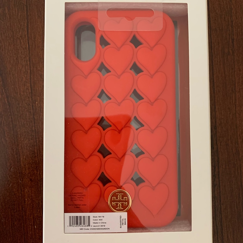 Tory Burch Red Heart Silicone Case for iPhone X/XS